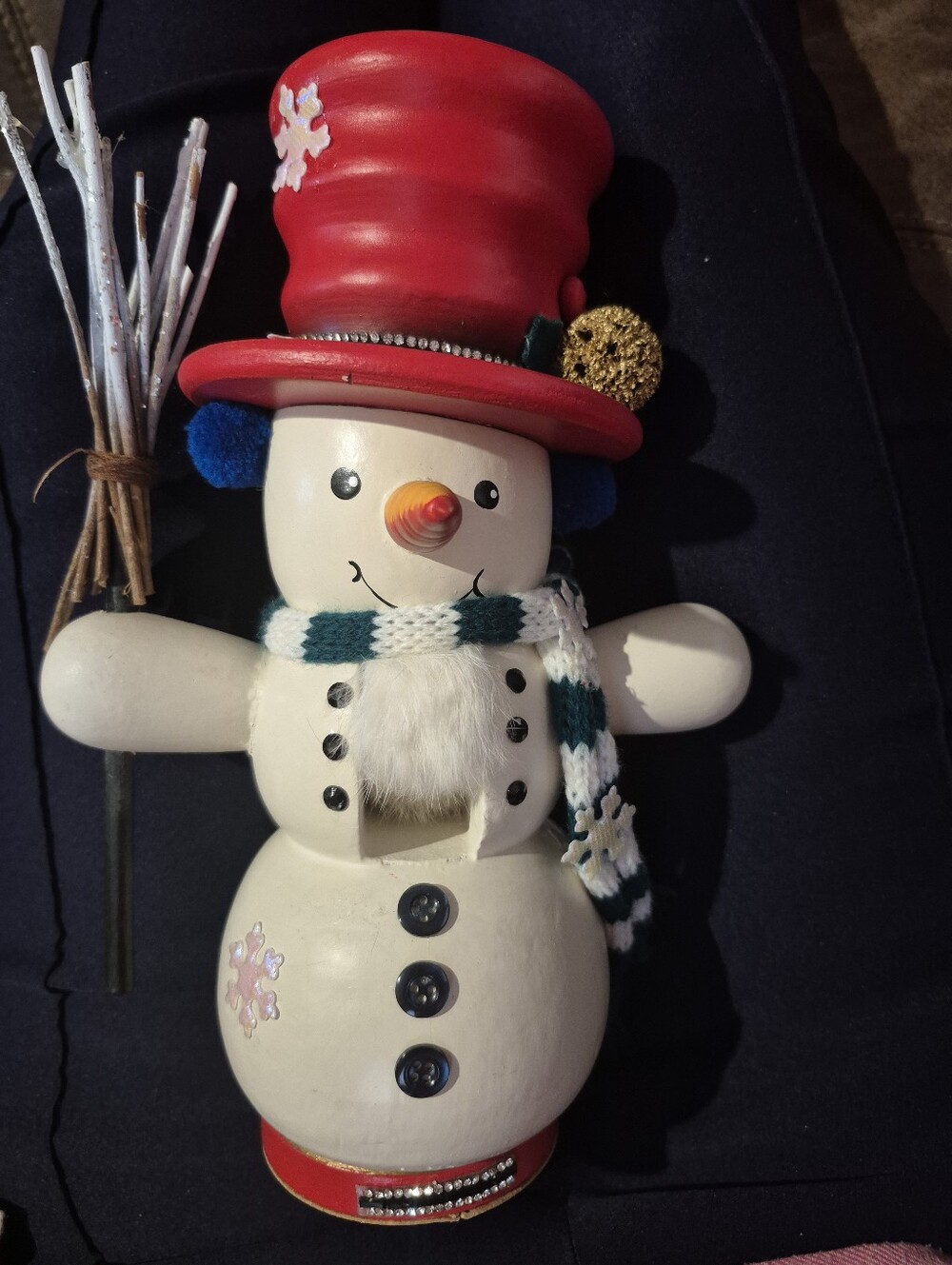 Vintage Nutcracker Village Snowman Nutcracker Red Top Hat